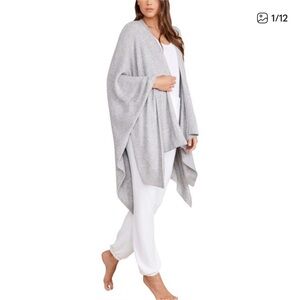 BAREFOOT DREAMS One Size CozyChic Lite Heathered Weekend Wrap Soft Dove Grey 455